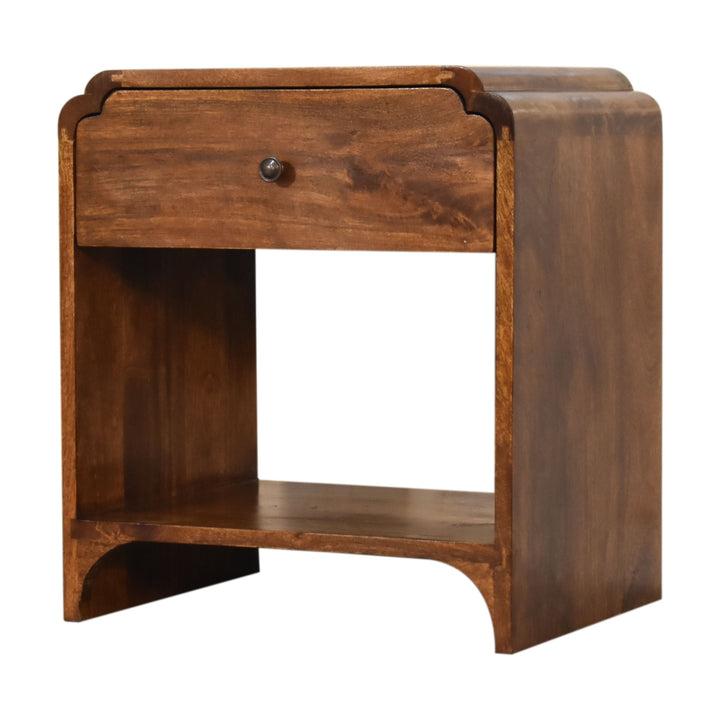 Solid Wood Newton Nightstand with a Drawer and Open Slot, Chestnut, Brown