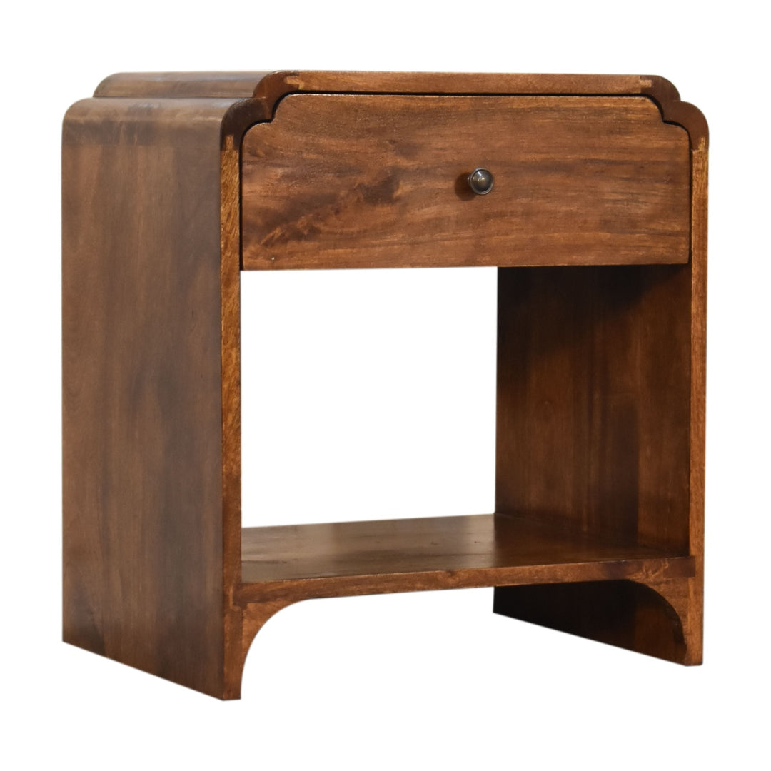 Solid Wood Newton Nightstand with a Drawer and Open Slot, Chestnut, Brown