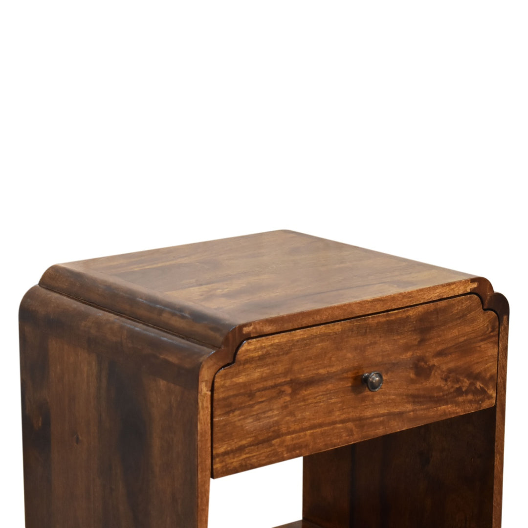 Solid Wood Newton Nightstand with a Drawer and Open Slot, Chestnut, Brown