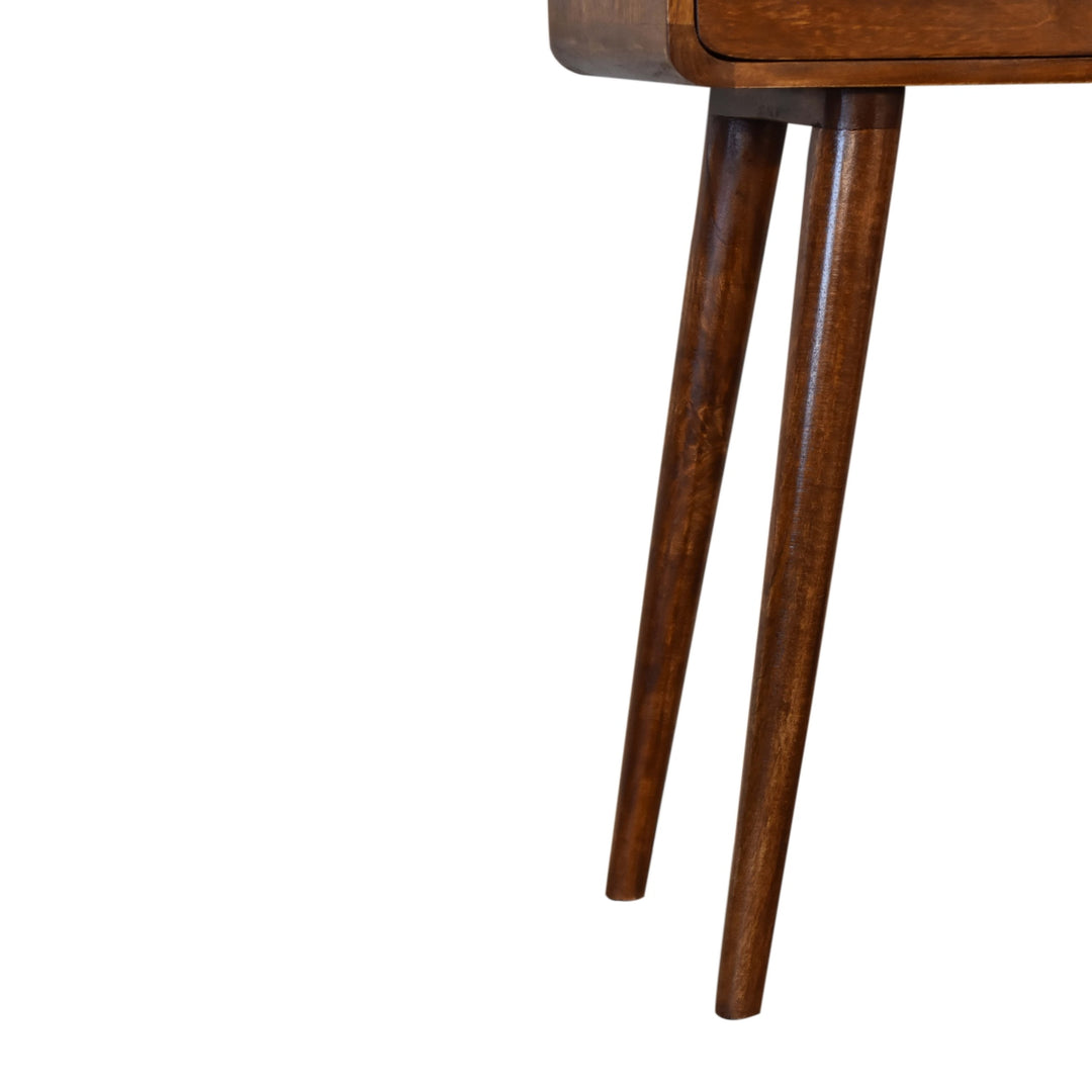 Solid Wood Mini Console Table, 2-Drawers, 1 Open Slot, Brown