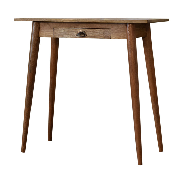 Solid Wood Mini Nordic Style Writing Desk, Oak-ish, 1-Drawer, Nordic Legs, Light Brown