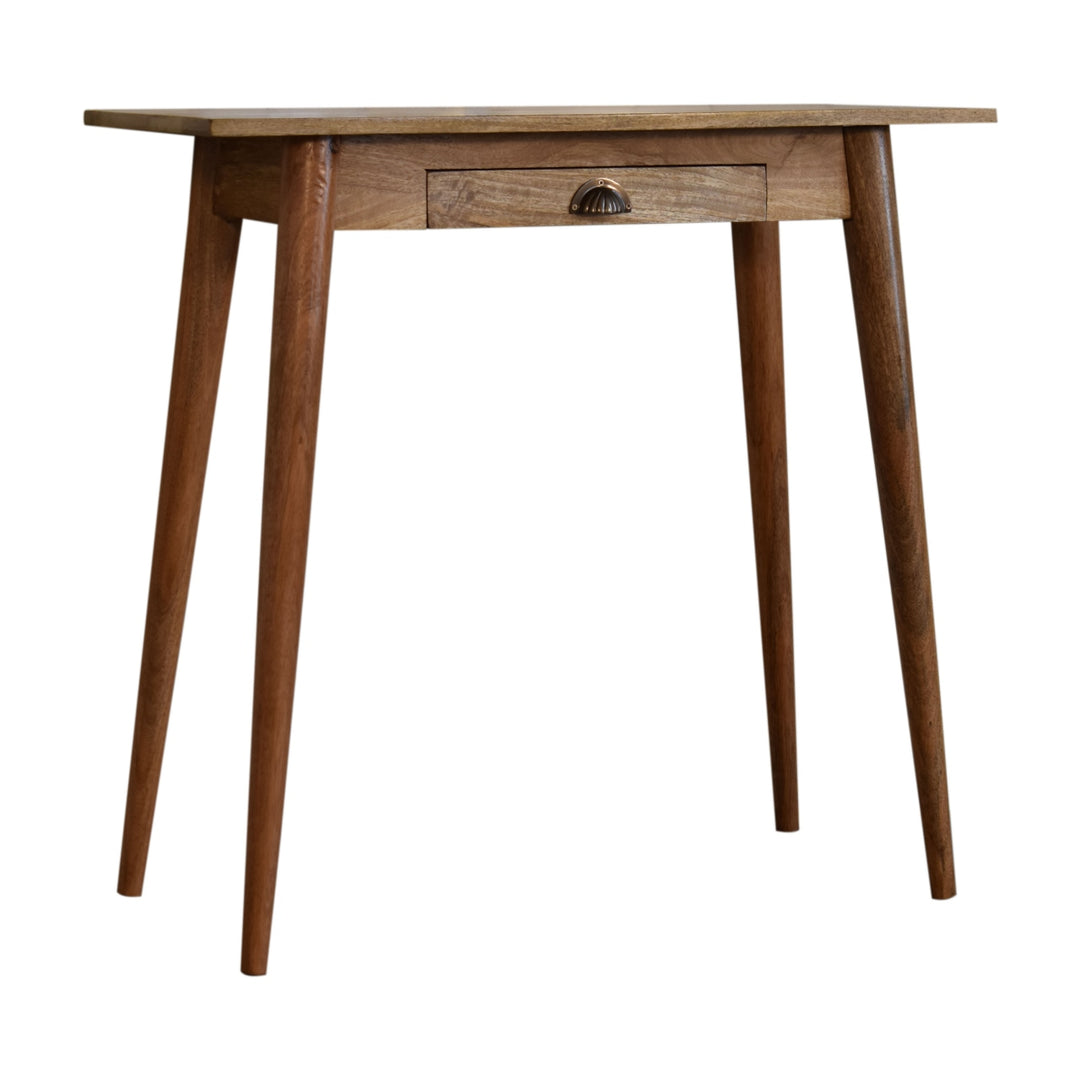 Solid Wood Mini Nordic Style Writing Desk, Oak-ish, 1-Drawer, Nordic Legs, Light Brown
