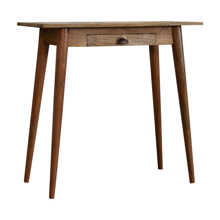 Solid Wood Mini Nordic Style Writing Desk, Oak-ish, 1-Drawer, Nordic Legs, Light Brown