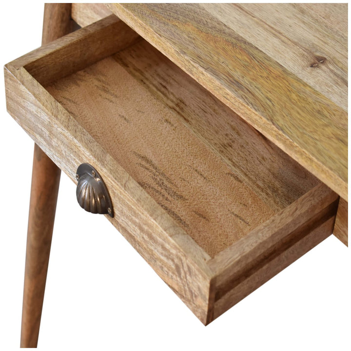 Solid Wood Mini Nordic Style Writing Desk, Oak-ish, 1-Drawer, Nordic Legs, Light Brown