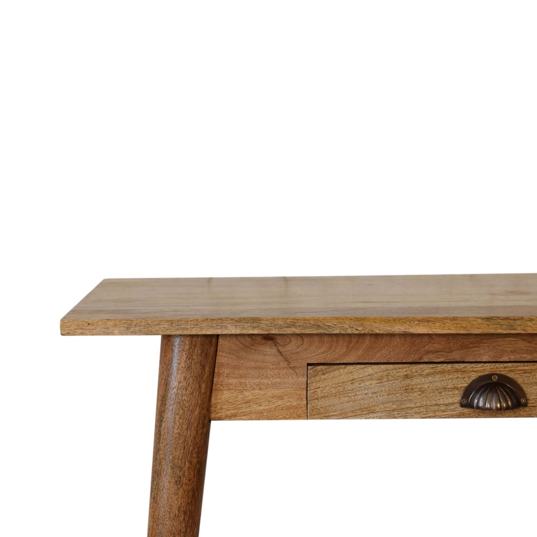 Solid Wood Mini Nordic Style Writing Desk, Oak-ish, 1-Drawer, Nordic Legs, Light Brown