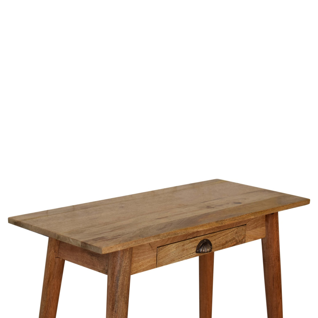 Solid Wood Mini Nordic Style Writing Desk, Oak-ish, 1-Drawer, Nordic Legs, Light Brown