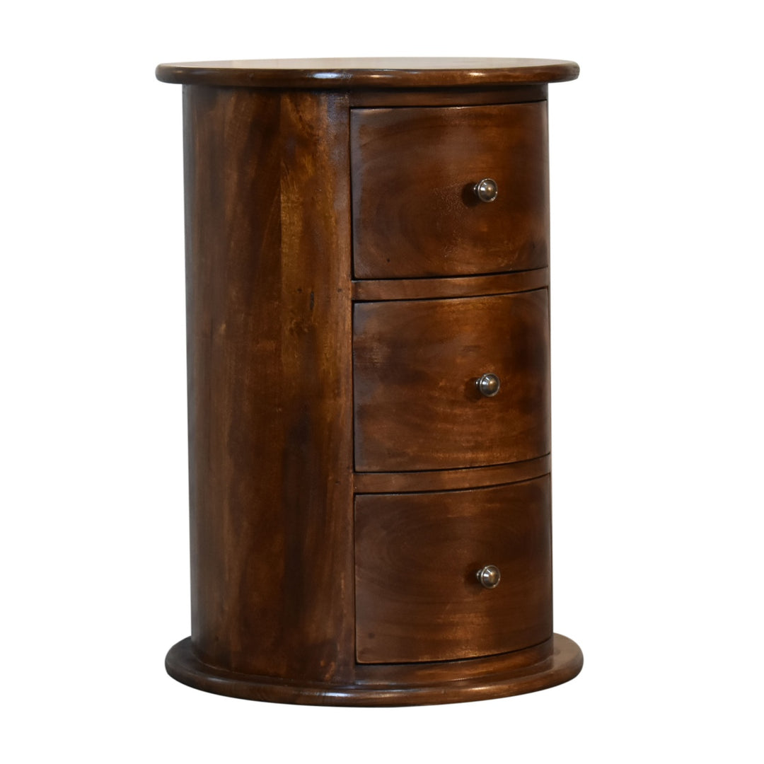 Solid Wood 3-Drawer Chestnut Drum, Brown
