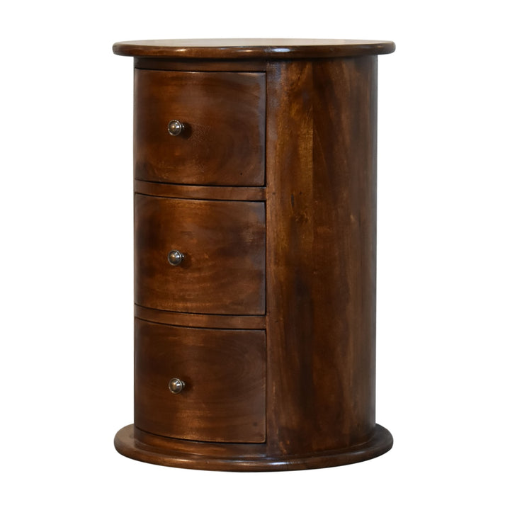 Solid Wood 3-Drawer Chestnut Drum, Brown