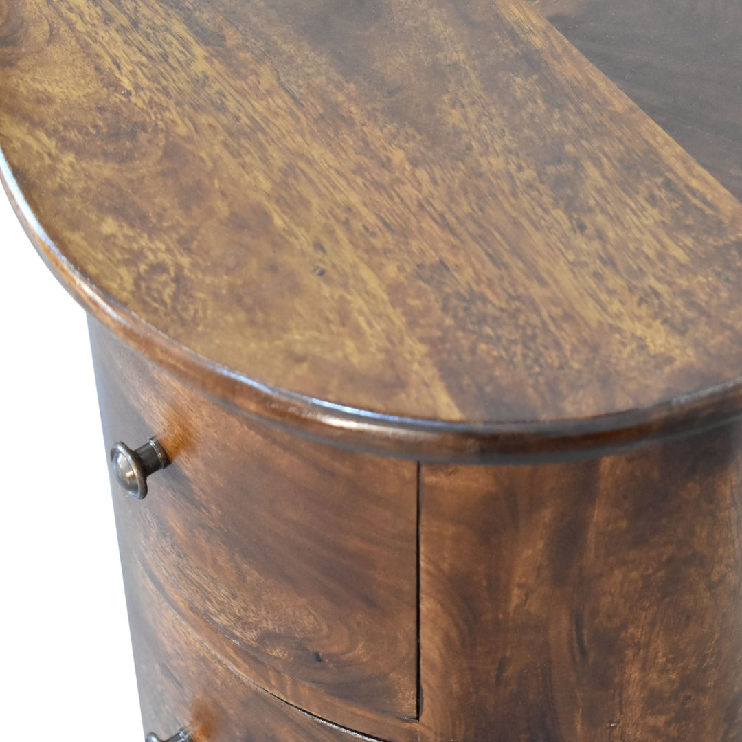 Solid Wood 3-Drawer Chestnut Drum, Brown