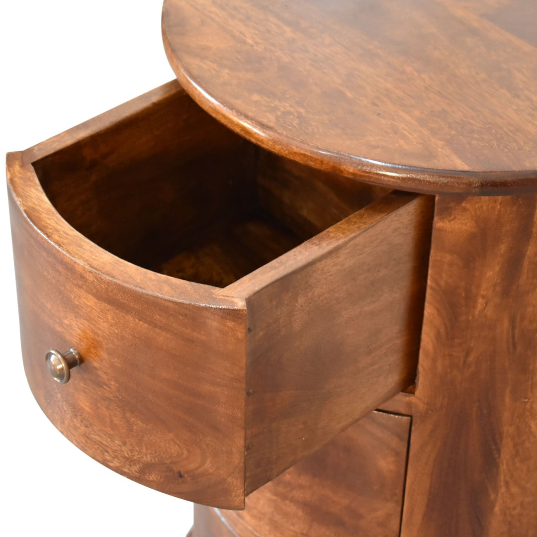 Solid Wood 3-Drawer Chestnut Drum, Brown