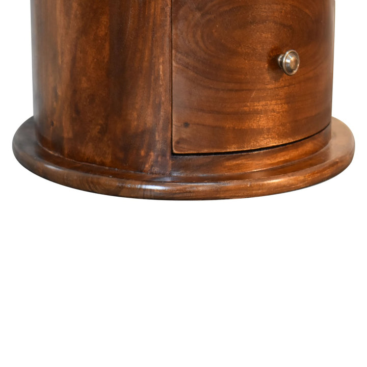 Solid Wood 3-Drawer Chestnut Drum, Brown