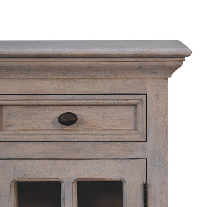 Solid Wood Glazed Stone Bedside, 1-Drawer, 1-Storage, Acid wash, White