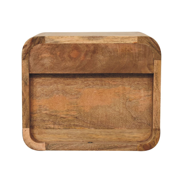 Solid Wood Mini Oak-ish Floating Open Bedside, 1-Drawer, Beige