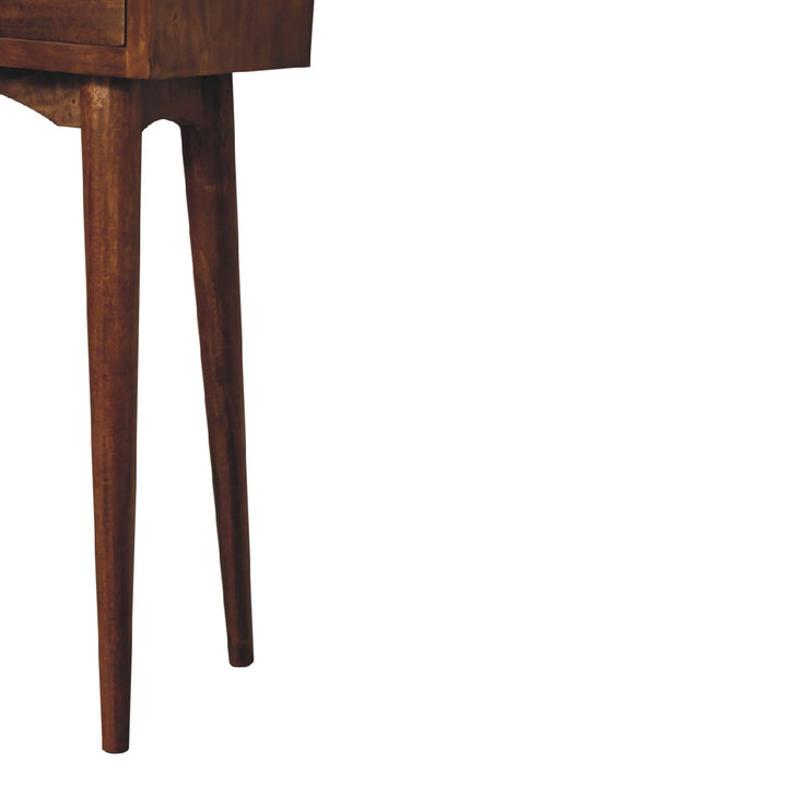 Solid mango wood Mini Chestnut Hallway Console 2 Drawers, Brown
