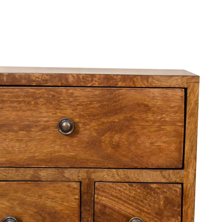 Solid Wood Multi Bedside, 4-Drawers, Chestnut, Brown