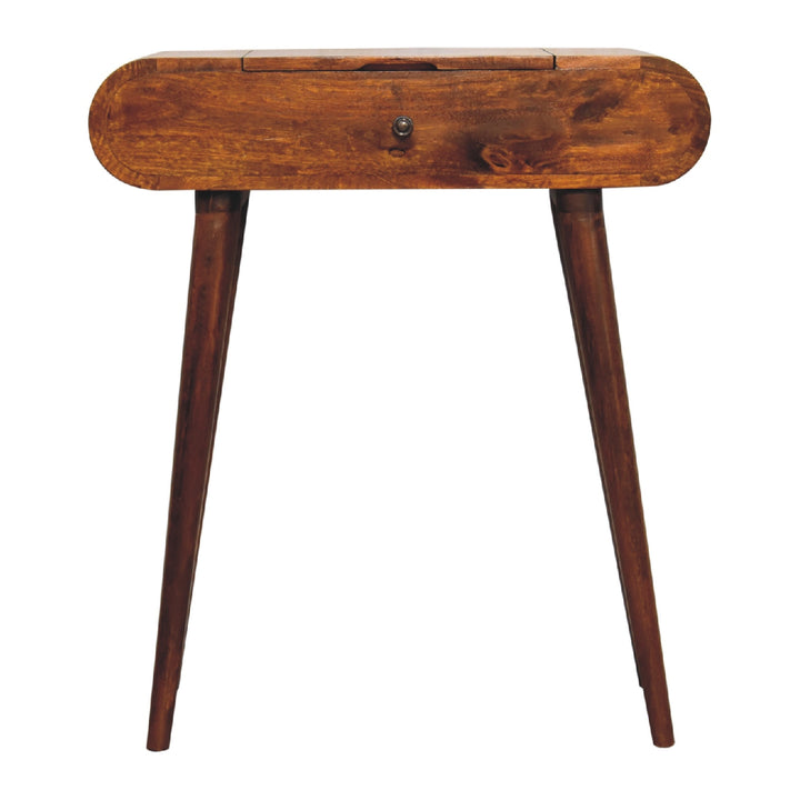 Solid Wood Mini Round Chestnut Fold Vanity, 4-compartements, Brown