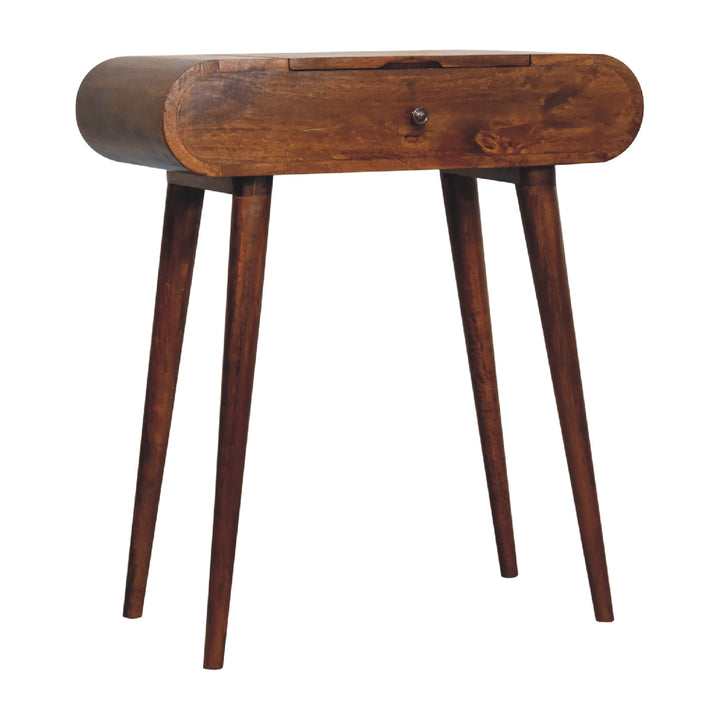 Solid Wood Mini Round Chestnut Fold Vanity, 4-compartements, Brown