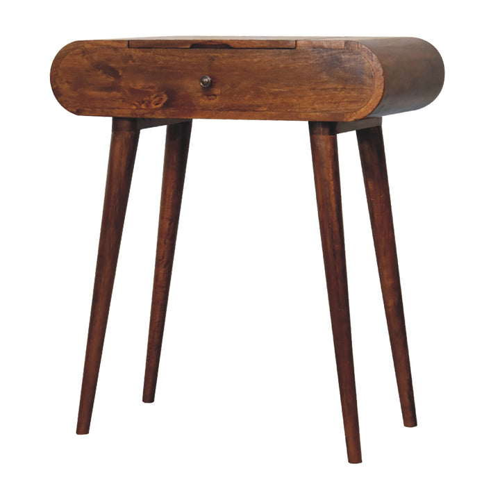 Solid Wood Mini Round Chestnut Fold Vanity, 4-compartements, Brown
