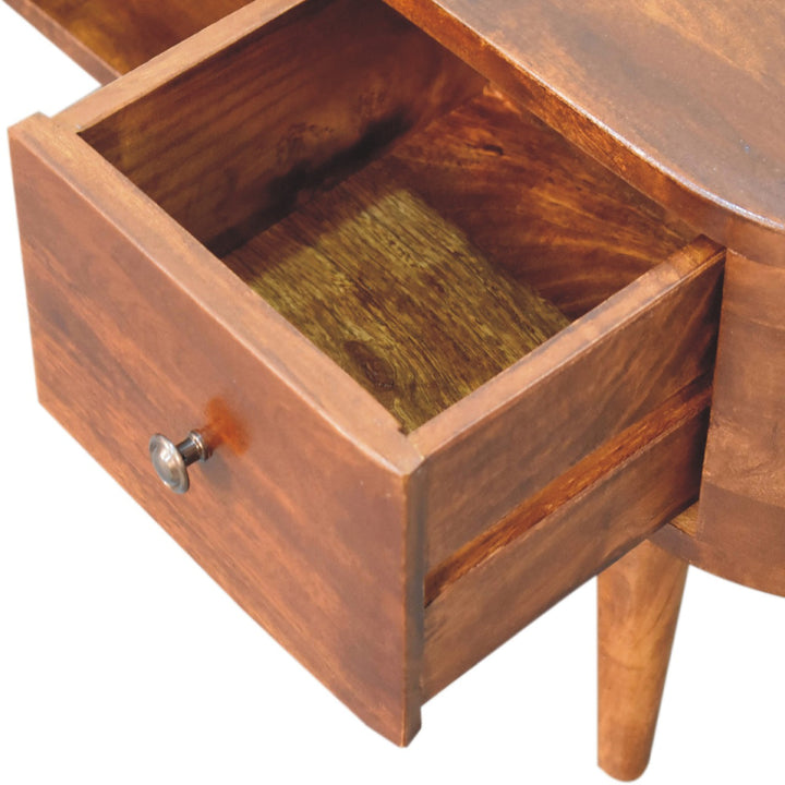 Chestnut Round Open Media Unit, 2-Drawers, 1 Open Slot, Brown
