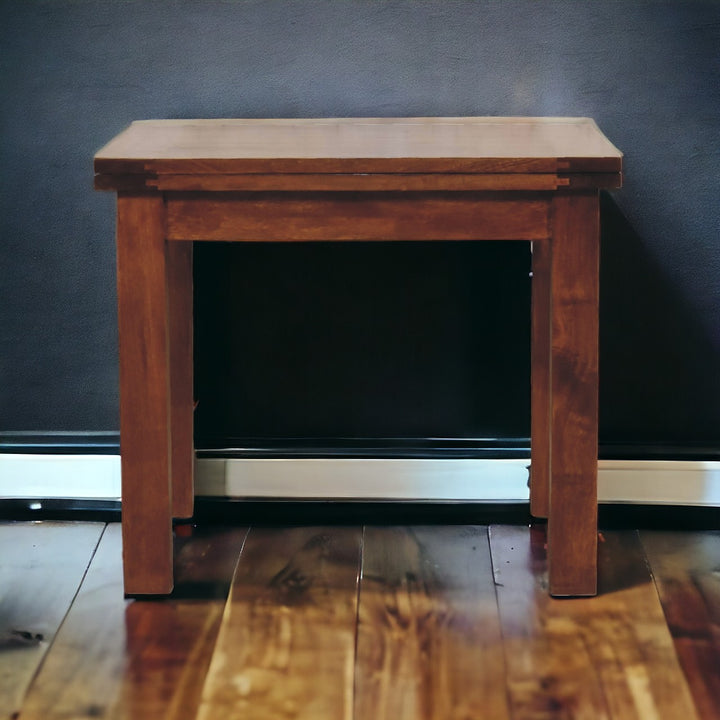 Solid Wood Butterfly Dining Table, Chestnut, Dark Brown