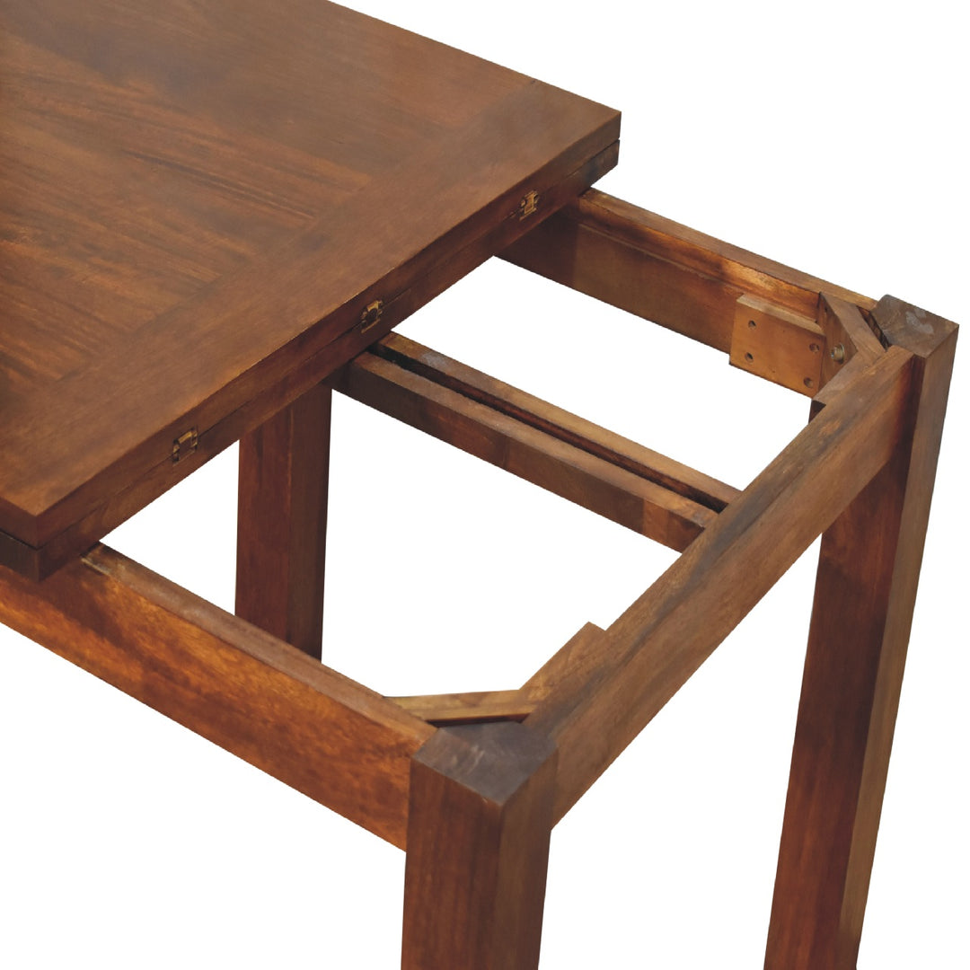 Solid Wood Butterfly Dining Table, Chestnut, Dark Brown