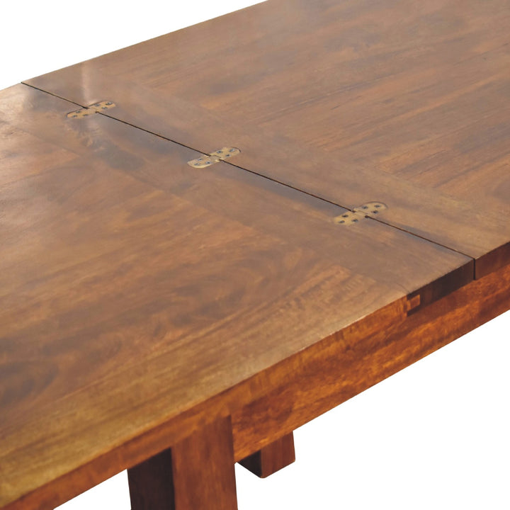Solid Wood Butterfly Dining Table, Chestnut, Dark Brown