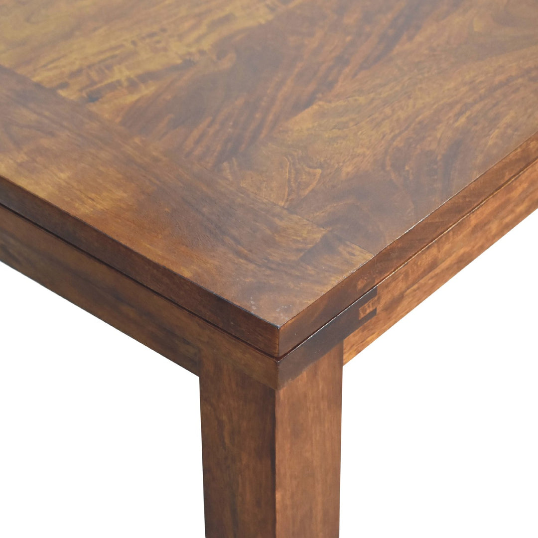 Solid Wood Butterfly Dining Table, Chestnut, Dark Brown