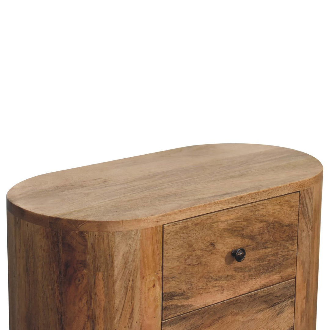 Solid Wood Mini Oak-ish Cabinet, 3-Drawer, Nordic Legs, Brown