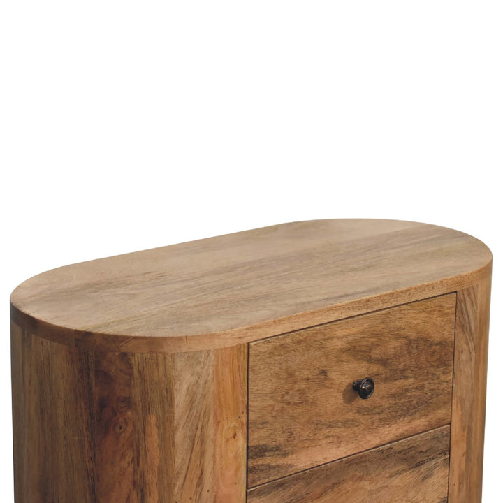 Solid Wood Mini Oak-ish Cabinet, 3-Drawer, Nordic Legs, Brown