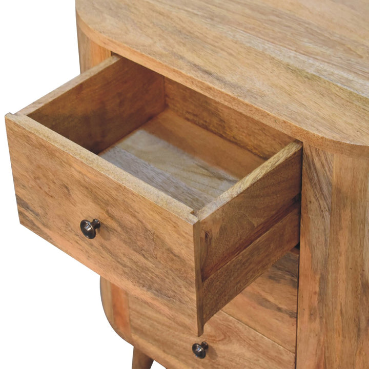 Solid Wood Mini Oak-ish Cabinet, 3-Drawer, Nordic Legs, Brown