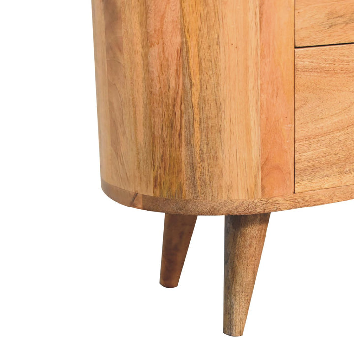 Solid Wood Mini Oak-ish Cabinet, 3-Drawer, Nordic Legs, Brown