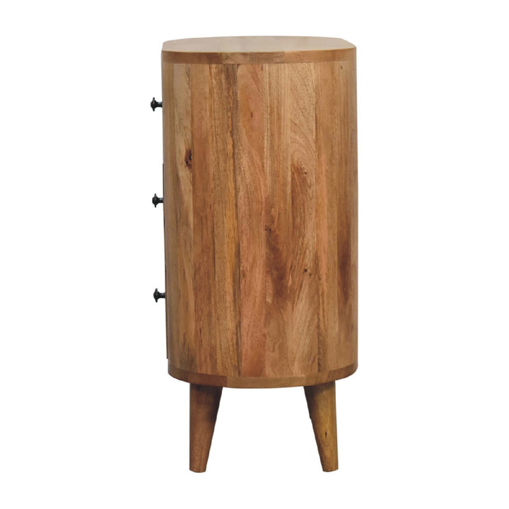 Solid Wood Mini Oak-ish Cabinet, 3-Drawer, Nordic Legs, Brown