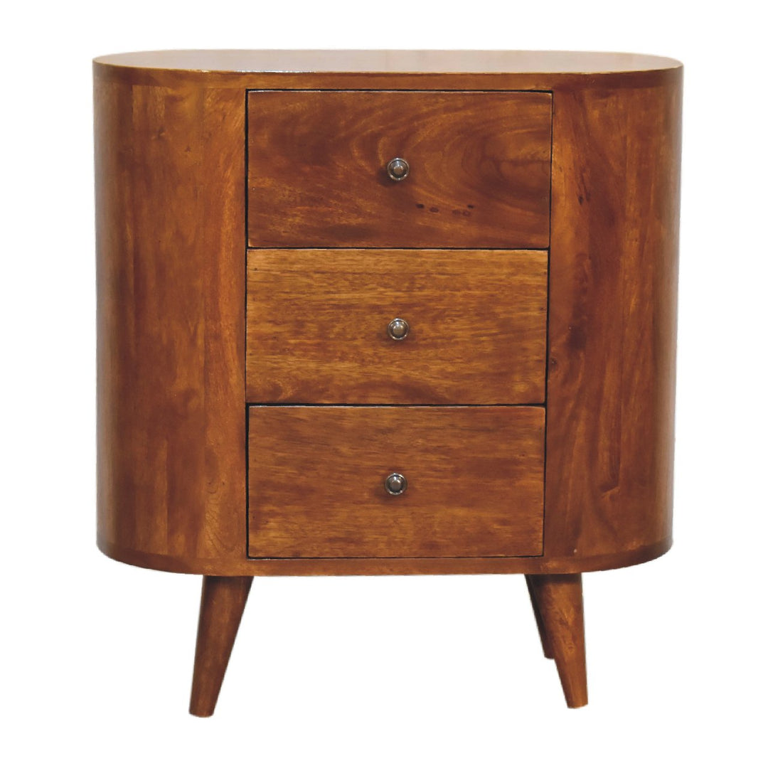 Solid Wood Mini Chestnut Cabinet, 3-Drawers, Brown
