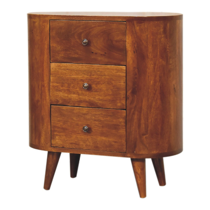 Solid Wood Mini Chestnut Cabinet, 3-Drawers, Brown