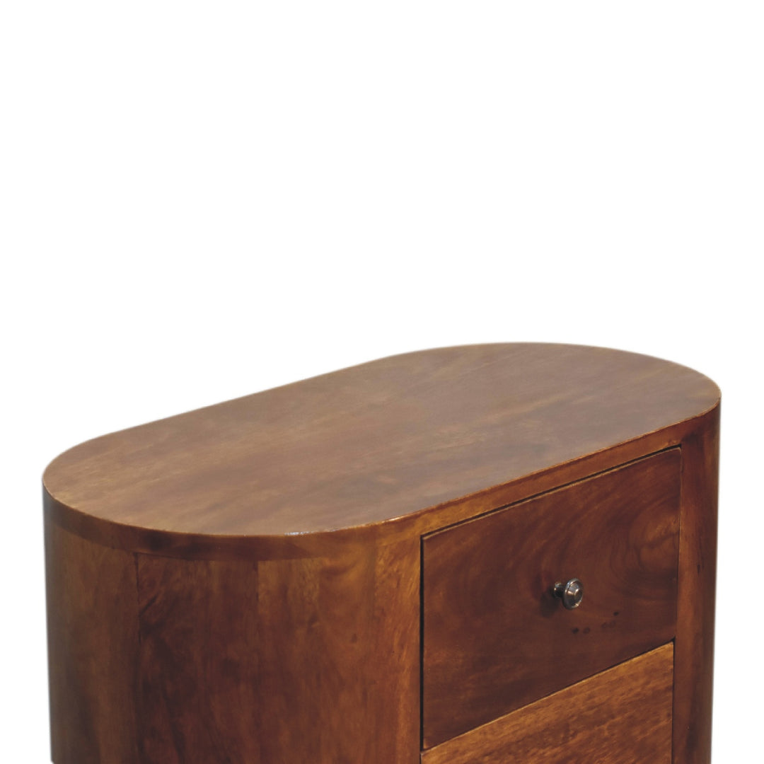 Solid Wood Mini Chestnut Cabinet, 3-Drawers, Brown