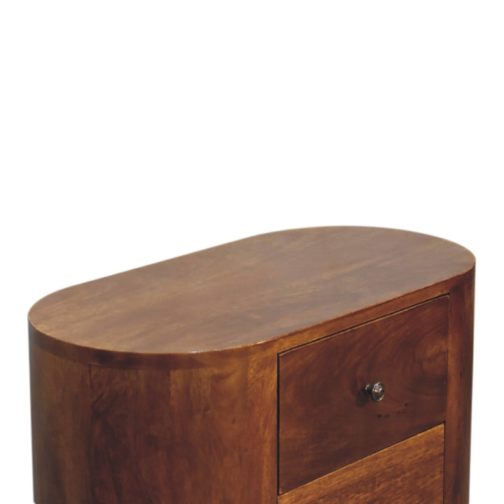 Solid Wood Mini Chestnut Cabinet, 3-Drawers, Brown