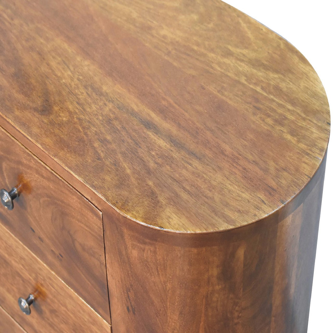 Solid Wood Mini Chestnut Cabinet, 3-Drawers, Brown