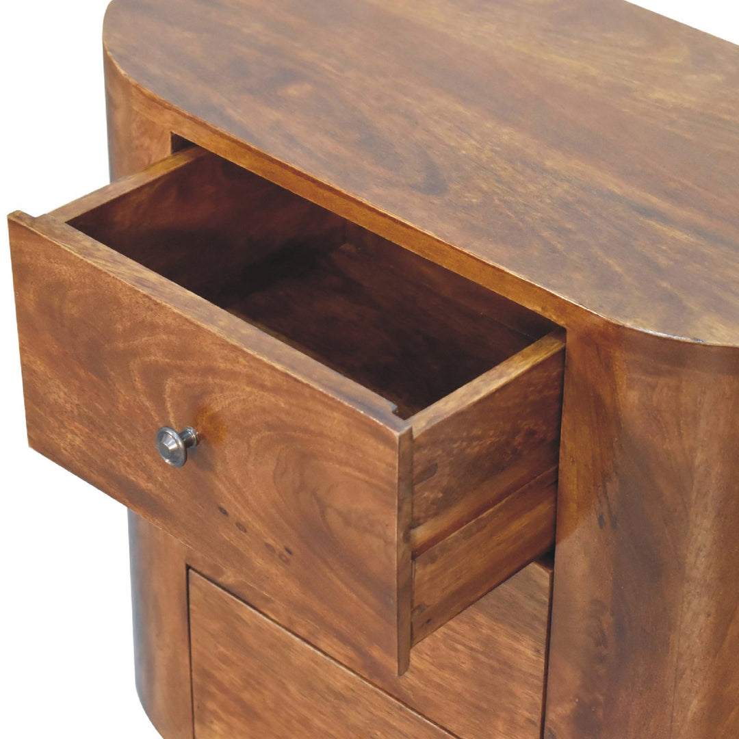 Solid Wood Mini Chestnut Cabinet, 3-Drawers, Brown