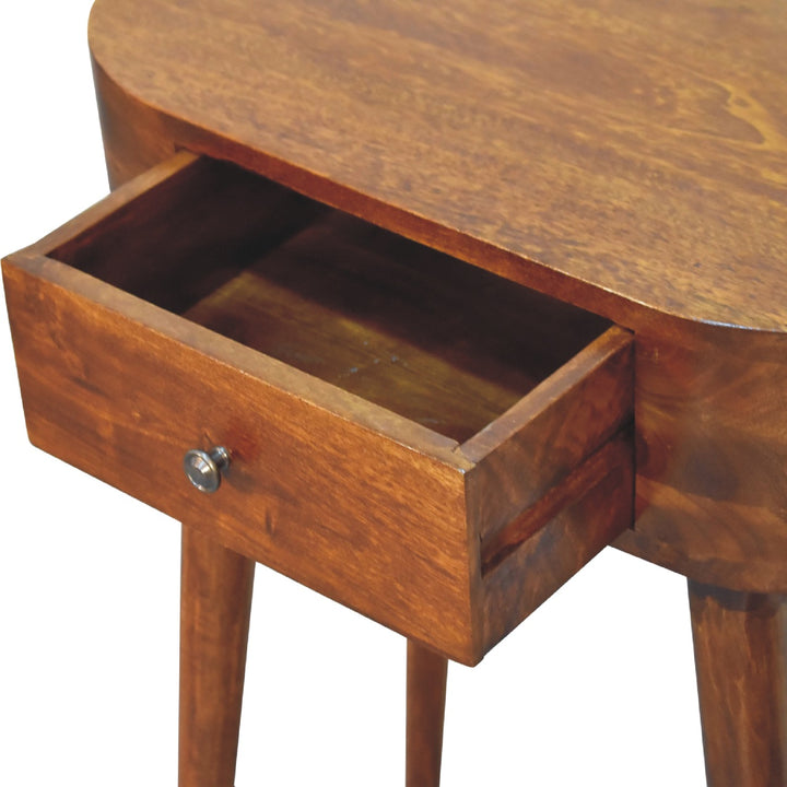 Solid Wood Mini Albion Chestnut Console, 1-Drawer, Nordic Legs, Dark Brown