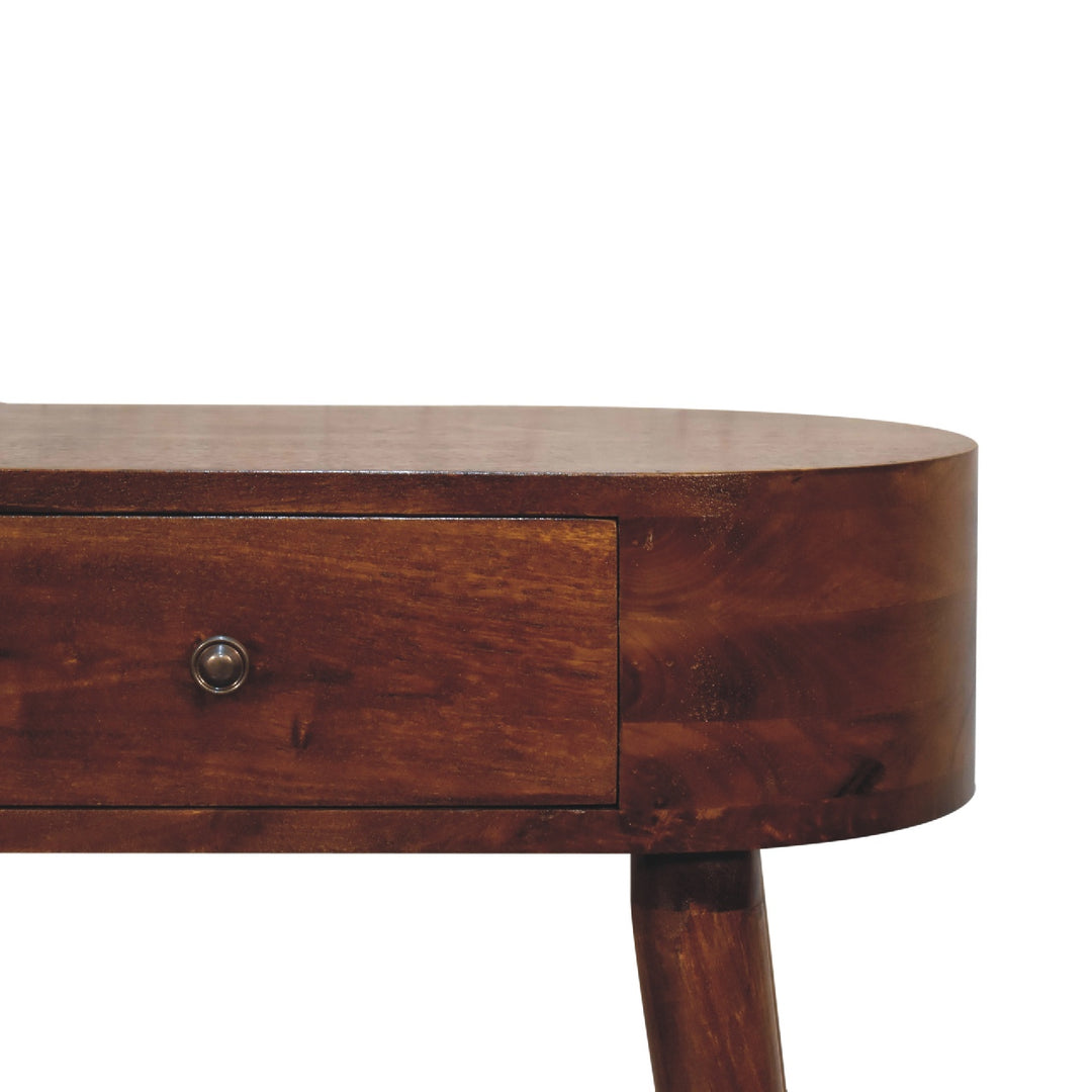 Solid Wood Mini Albion Chestnut Console, 1-Drawer, Nordic Legs, Dark Brown