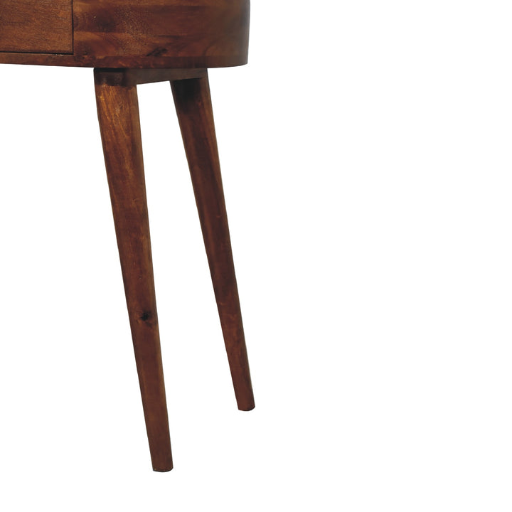 Solid Wood Mini Albion Chestnut Console, 1-Drawer, Nordic Legs, Dark Brown