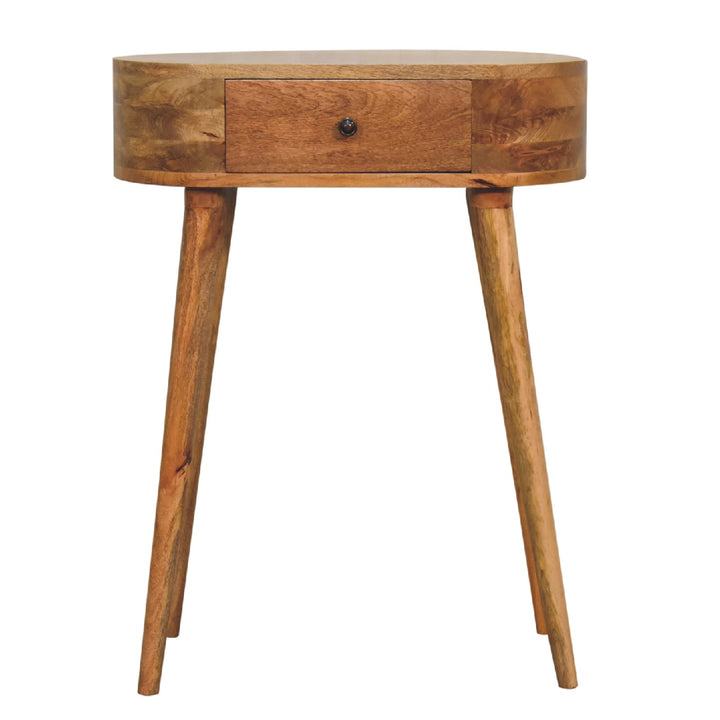 Solid Wood Mini Albion Oak-ish Console, 1-Drawer, Nordic Legs, Brown