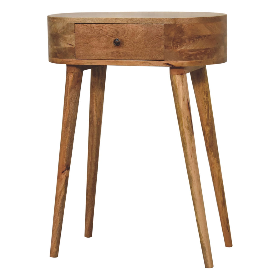 Solid Wood Mini Albion Oak-ish Console, 1-Drawer, Nordic Legs, Brown