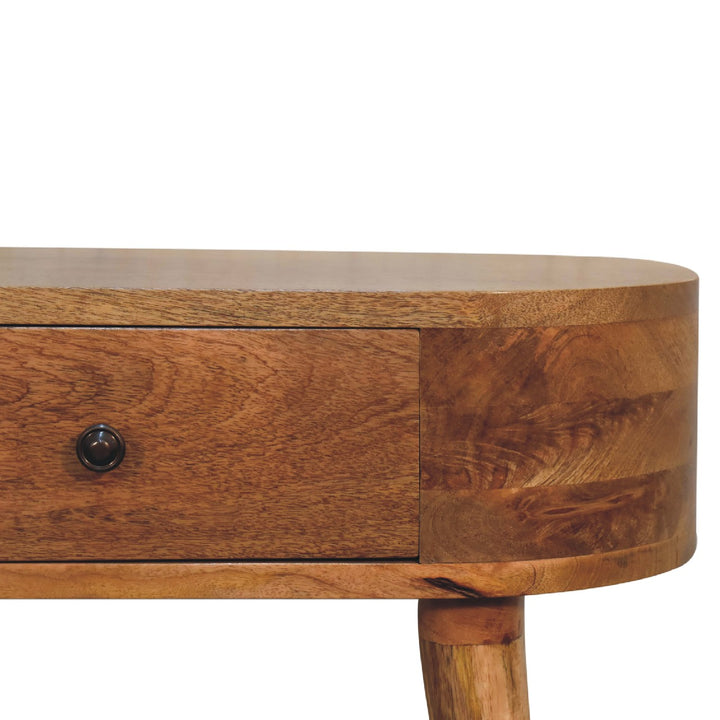 Solid Wood Mini Albion Oak-ish Console, 1-Drawer, Nordic Legs, Brown