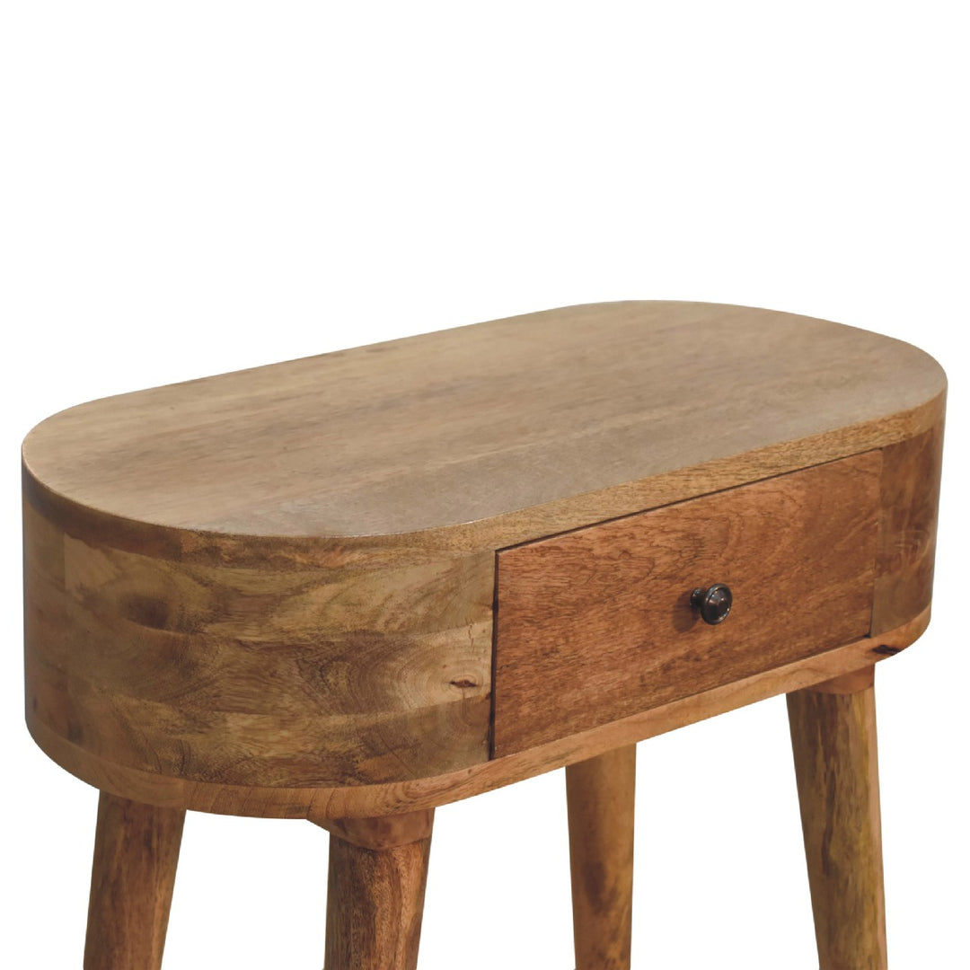 Solid Wood Mini Albion Oak-ish Console, 1-Drawer, Nordic Legs, Brown