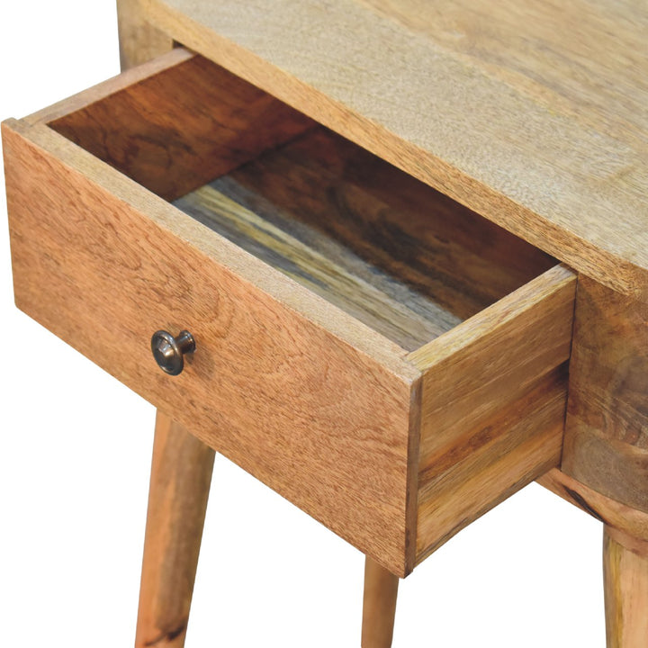Solid Wood Mini Albion Oak-ish Console, 1-Drawer, Nordic Legs, Brown