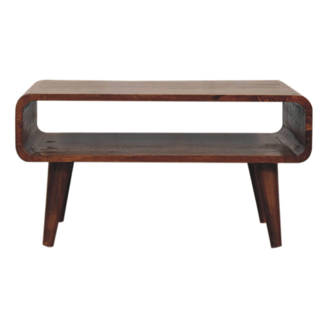 Solid Wood Media Unit, Open Slot, Chestnut, Dark Brown