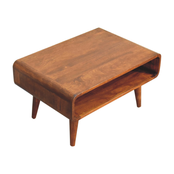 Solid Wood Media Unit, Open Slot, Chestnut, Dark Brown