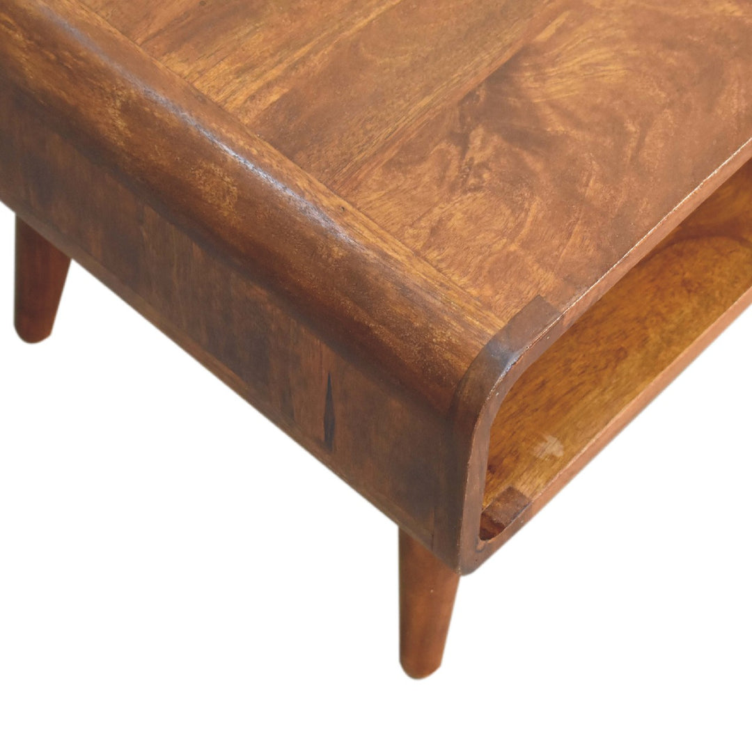 Solid Wood Media Unit, Open Slot, Chestnut, Dark Brown