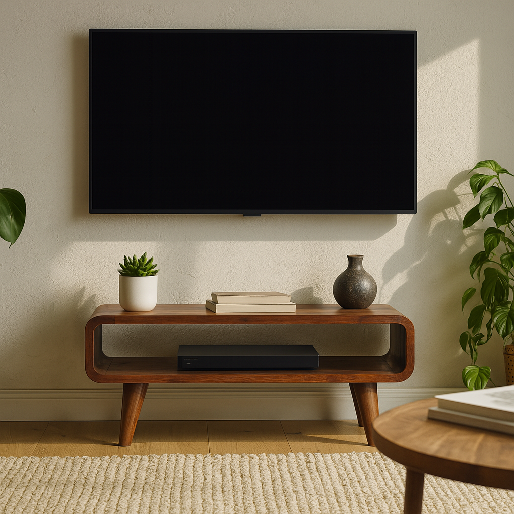 Solid Wood Media Unit, Open Slot, Chestnut, Dark Brown | ExpoBazaar